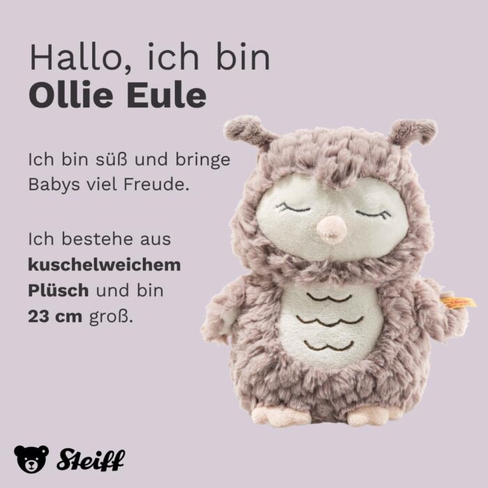 Steiff Kuscheltier Ollie Eule, Süßes Stofftier, Jungen, Mädchen & Babys ab 0 Monaten, Friends, Plüschtier Beige – Bild 6